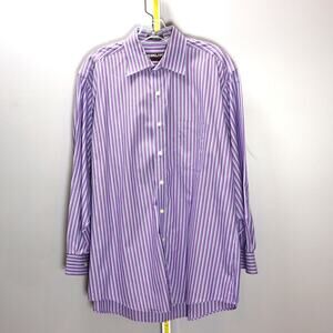 Kirkland Signature Purple Stripe‎ Dress Shirt 16.5-32 Non Iron Cotton